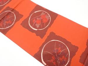 破れ色紙に菊・萩模様織り出し　袋帯